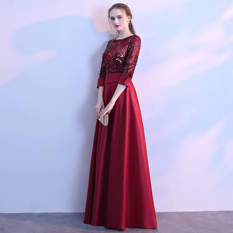 Весеннее длинное вечернее платье - кружевной Bodice, атласная юбка, элегантное платье в бордовом, хаки, зелёном