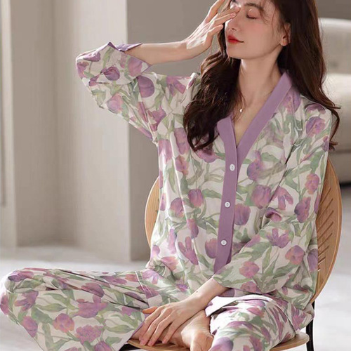 Women's Spring and Autumn Long Sleeve Cute Girl Cardigan Ins Style Homecoming Pajamas for Dropshipping