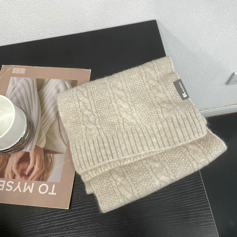 Japanese knitted demi-season warm solid color universal scarf with…