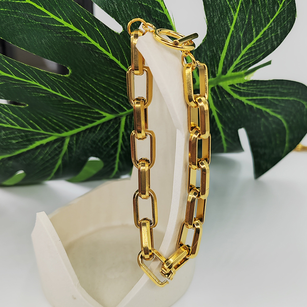 Daily Occasion 304 Stainless Steel Material PVD Coated 18K Gold Real Gold Plated Solid Color 304 Stainless Steel Classic Style Waterproof Non Tarnish 304 Stainless Steel Bracelets Necklace