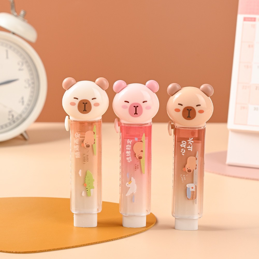 Estilo creativo Kapibara empuje y tira borradores lindos borradores retráctiles portátiles para alterar papelería estudiantil