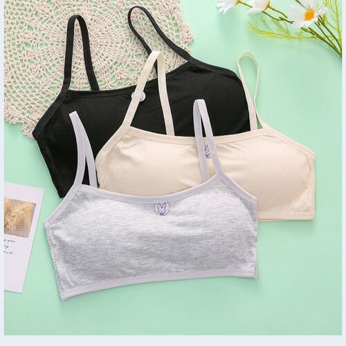 Underwear for Girls, Students in Development Phase, Junior High and High School Students, Wire-Free Bra for Girls, Girls' Straps, Large Child Small Backless Undergarment