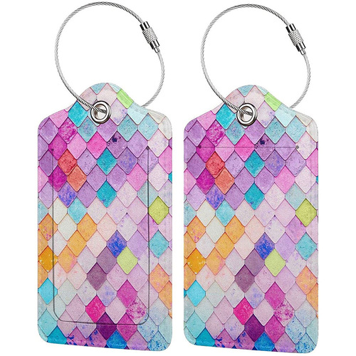 Fashionable color printed luggage tag, suitcase tag, boarding pass, leather ID card holder