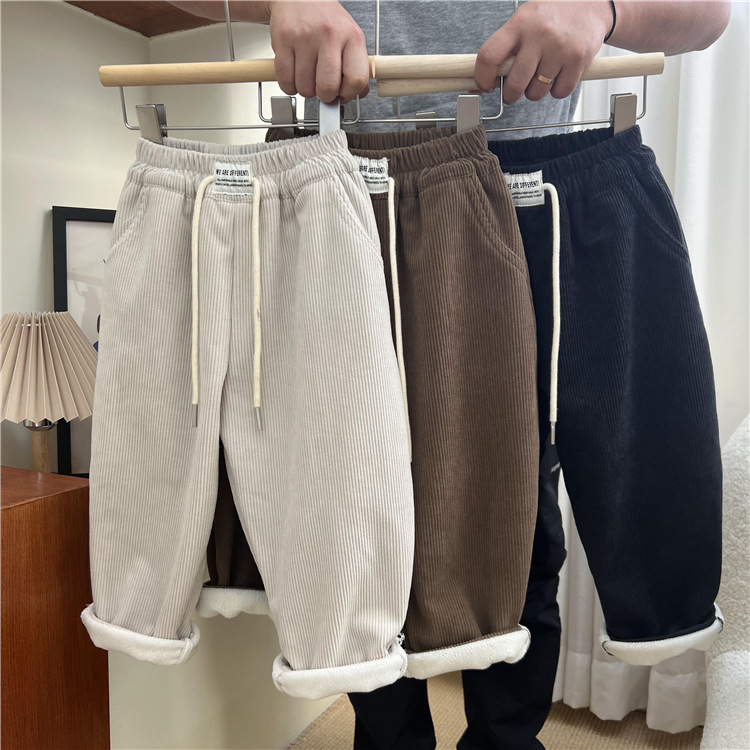 Bambini inverno un pezzo velluto a coste per ragazzi e ragazze coreani tinta unita etichetta lungo con velluto a righe dritto_voghion.com