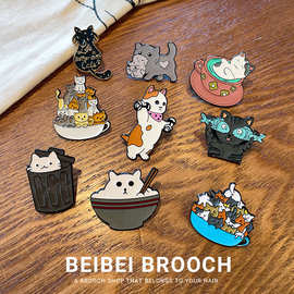 敲可爱卡通猫咪造型合金胸针徽章ins潮创意趣味百搭服装书包配饰