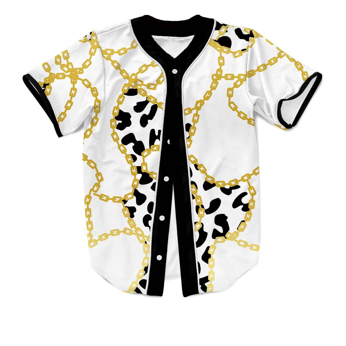 2025亚马逊速卖通夏季纽扣款式3D数码印花男士棒球衫个性休闲