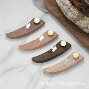 New Wooden Small Bread Knife Foldable Portable Baking Snack Dough Trimming Knife Solid Wood Bread Knife