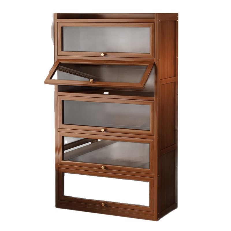 Bookshelf Storage Rack Floor-Standing Simple Household Bookcase with Door Dust-Proof Storage Cabinet Office Storage Cabinet File Cabinet 5
