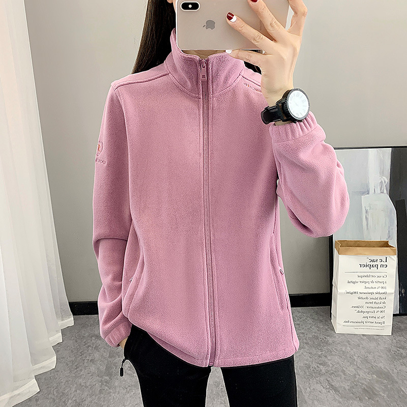 Fleece Jacket Women's Polar Fleece Jacket Lining Autumn and Winter Fleece-Lined Thickeneded Warm Outdoor Cardigan Men's Top Jacket