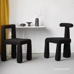 简约软包餐椅ins奶油风北欧现代羊羔绒化妆凳侘寂风家用椅子