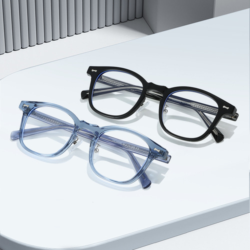 Men's and Women's 25th New Fashion TR90 Pin Foot Frame Glasses, Plain Overlays, Literary Leisure, Simple Anti-Blue Light
