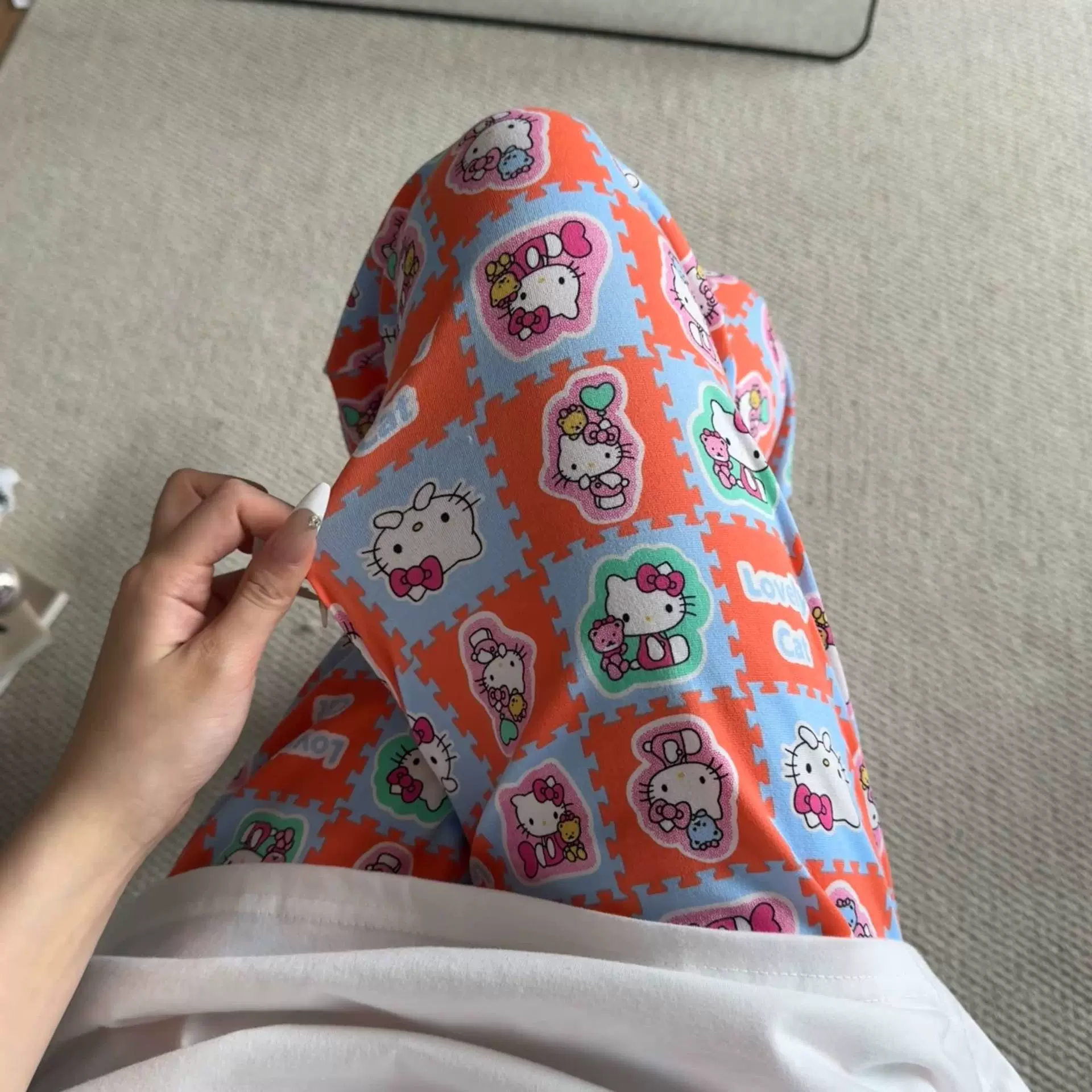 Hello Kitty, мультяшные осенние штаны, оверсайз, высокая талия, свободный прямой крой