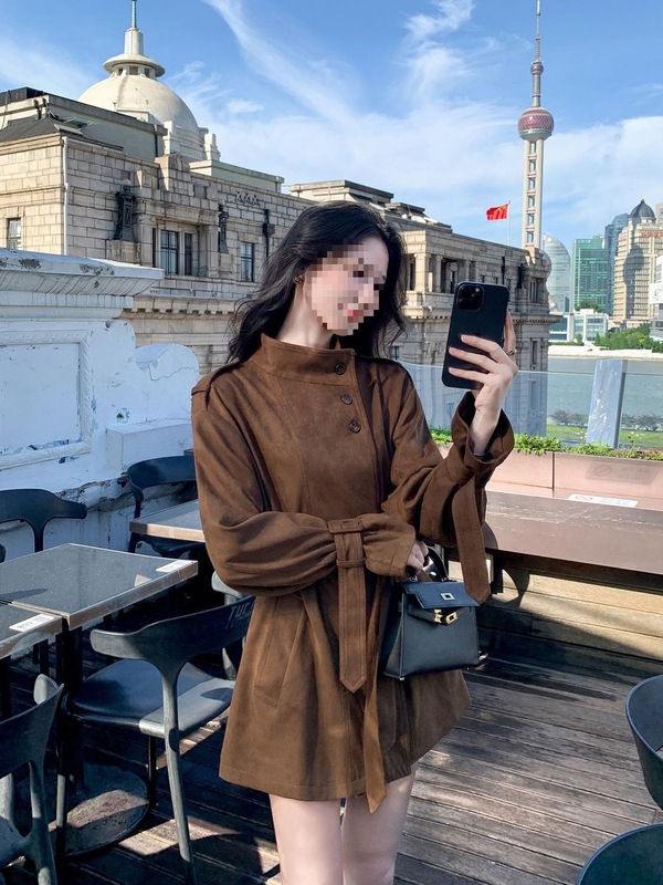 复古麂皮短风衣女2025春秋新款感宽松英伦风休闲气质显瘦外套|undefined