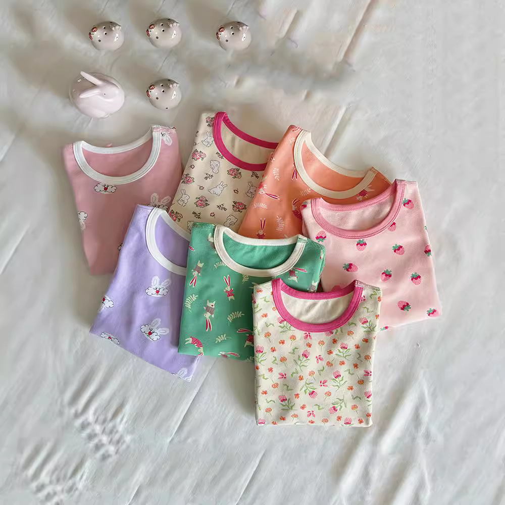 Korean Children's Autumn Clothes and Pants suit Autumn and Winter Children's Home Clothes suit Girls' Thermal Underwear Boys' Pajamas