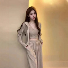 休闲运动套装女2024秋装搭配一整套高级感时尚卫衣卫裤三件套洋气