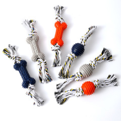 TPR Small Spiky Bone Handheld Cord Chewing Toy Wholesale Grinding Bite Dog Toy Pet Interactive Training Toy