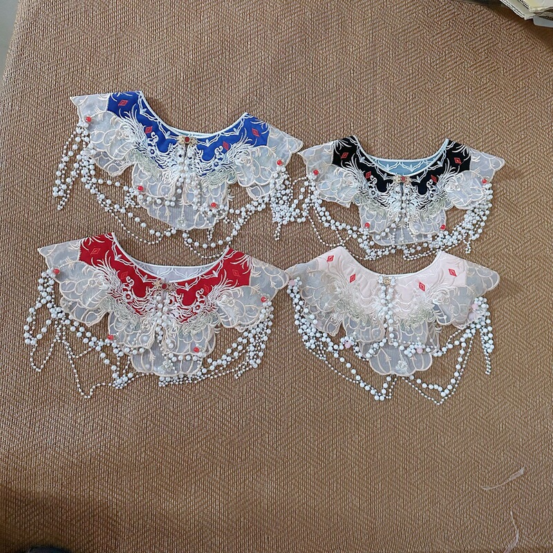 Red Horse-faced Skirt Hanfu Fake Collar Women's Children's Clothing with Antique Cloud Shoulder Chinese-style dress Collar