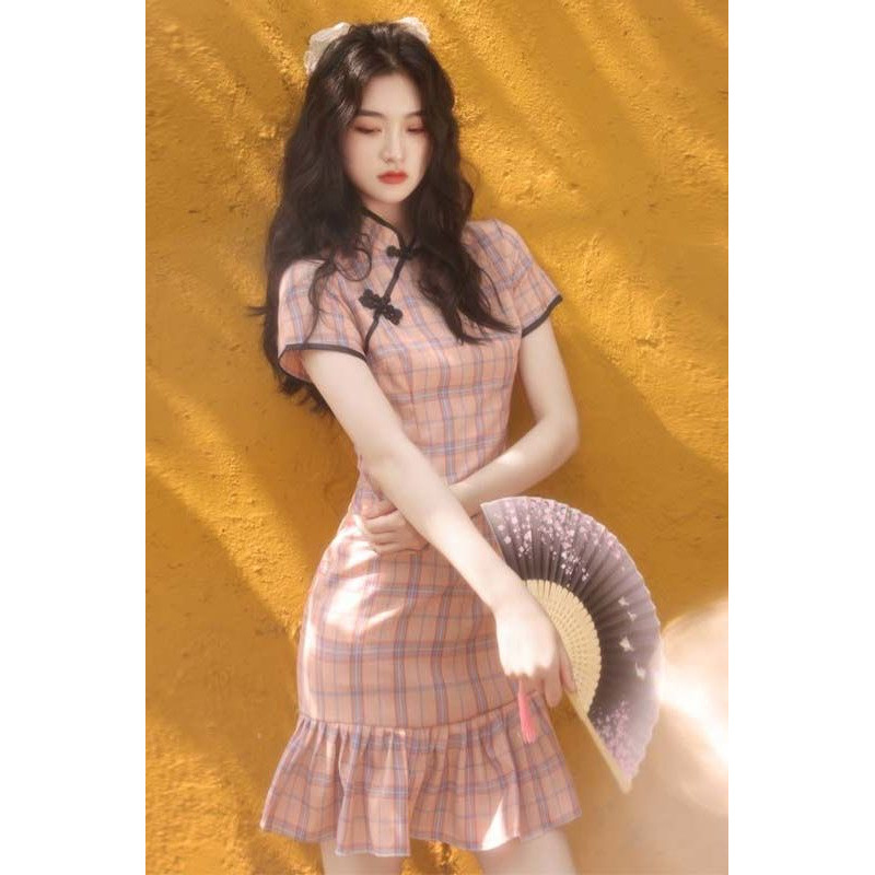 鱼尾旗袍民国风大小姐短款修身小个子日常可穿2024新款少女年轻款