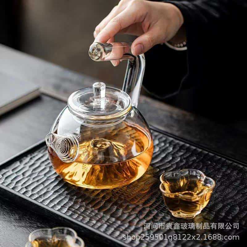 耐熱フィルター一体型ガラスティーポット 小型ティーポット 一人用 家庭用 小型カンフー茶器 緑茶 ミニシングルポット|undefined