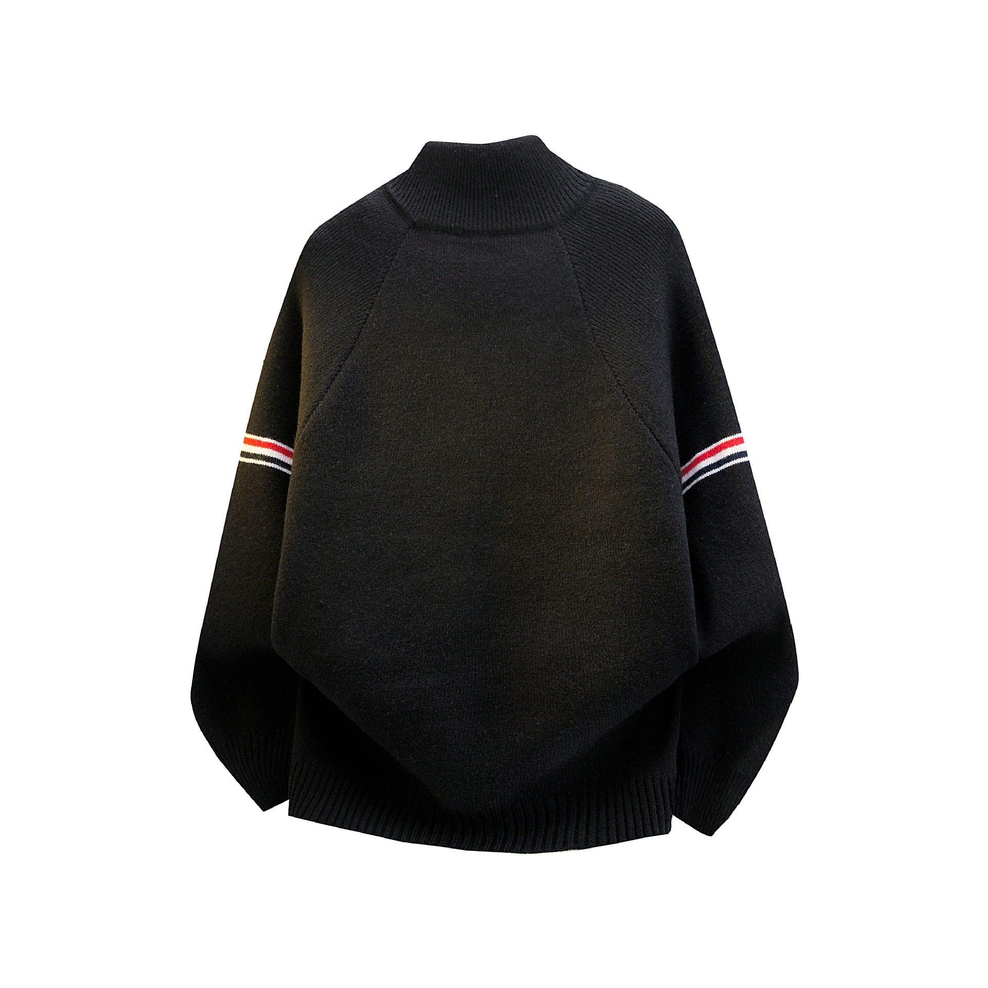 American color contrastante rayas de cuello cardigan suéter hombre y mujer otoño invierno retro sensación alta doble cremallera chaqueta de punto