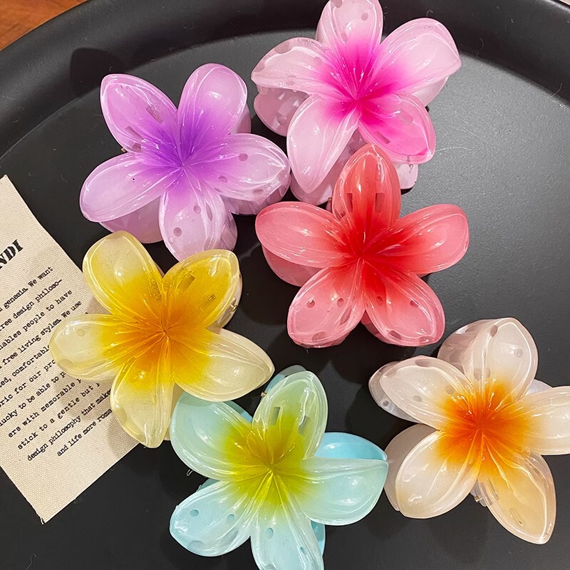 Amazon Europe and the United States cross-border explosions color frangipani hairpin flower grab clip side grab half grab back head shark clip
