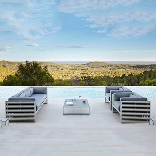 Nordic Outdoor Leisure Aluminum Alloy Sofa Combination Outdoor Balcony Villa Hotel Courtyard Open-Air Sofa Furniture