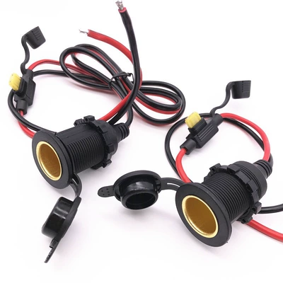 12V 24V avtomobil motosiklet üçün suya davamlı, yivli, mis siqaret alışqanı yuvası