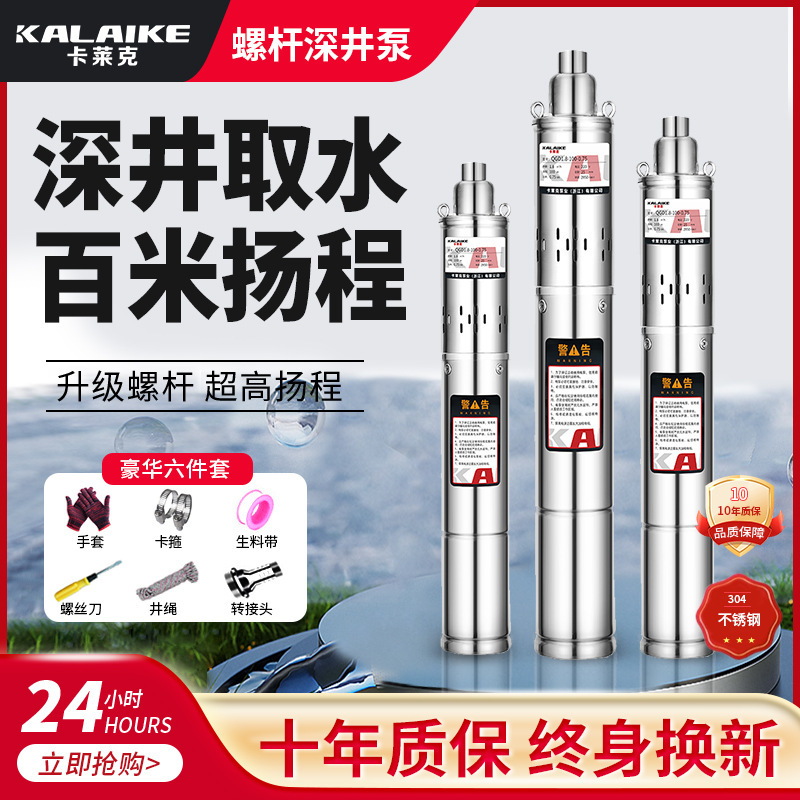 Bomba de pozo profundo de tornillo 220V bomba sumergible doméstica de alta elevación de riego agrícola de acero inoxidable bomba monofásica pequeña