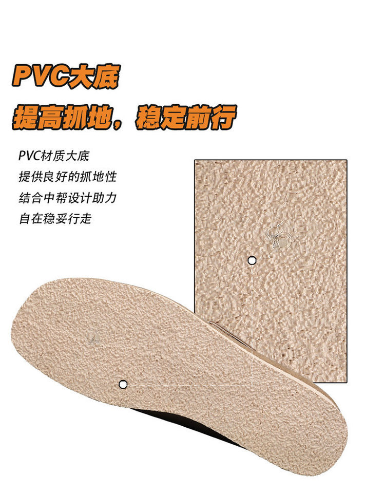 Giày lười nam da lộn mềm đế bệt kiểu mới, giày slip-on mũi tròn thoáng khí — Kaki, màu xám, màu đen chi tiết 9
