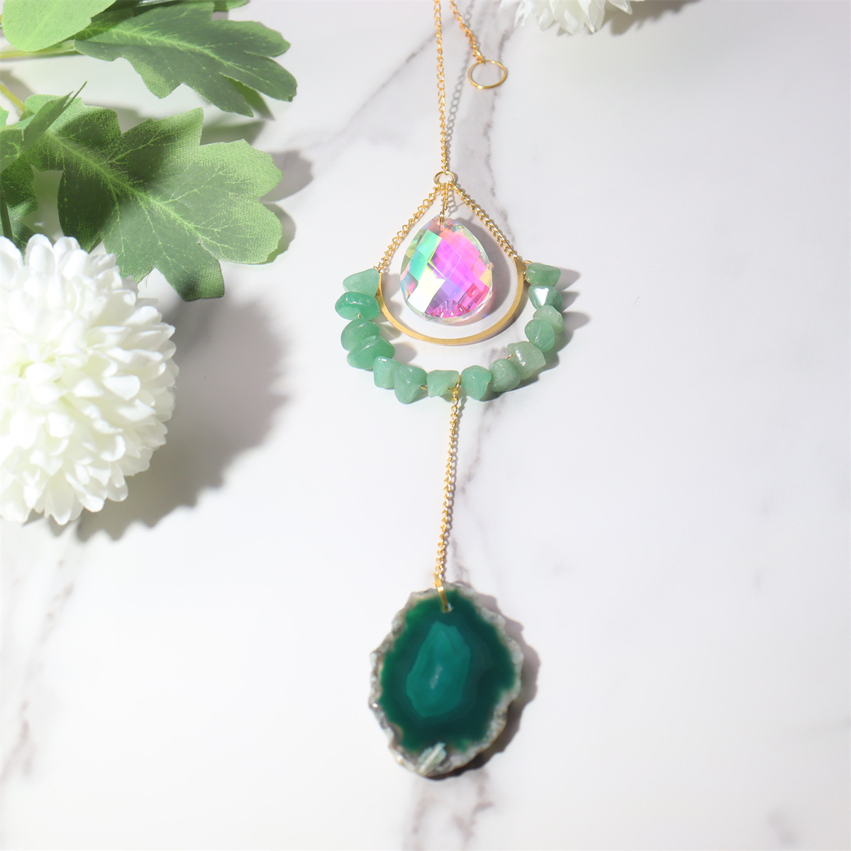 Crystal Material Pastoral Oval Crystal Pendant Artificial Decorations