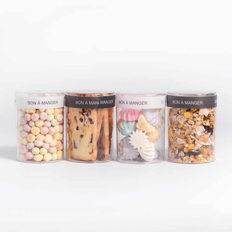 网红奶枣包装盒玛格丽特圆形曲奇饼干透明塑料密封罐奶乐楂牛轧糖