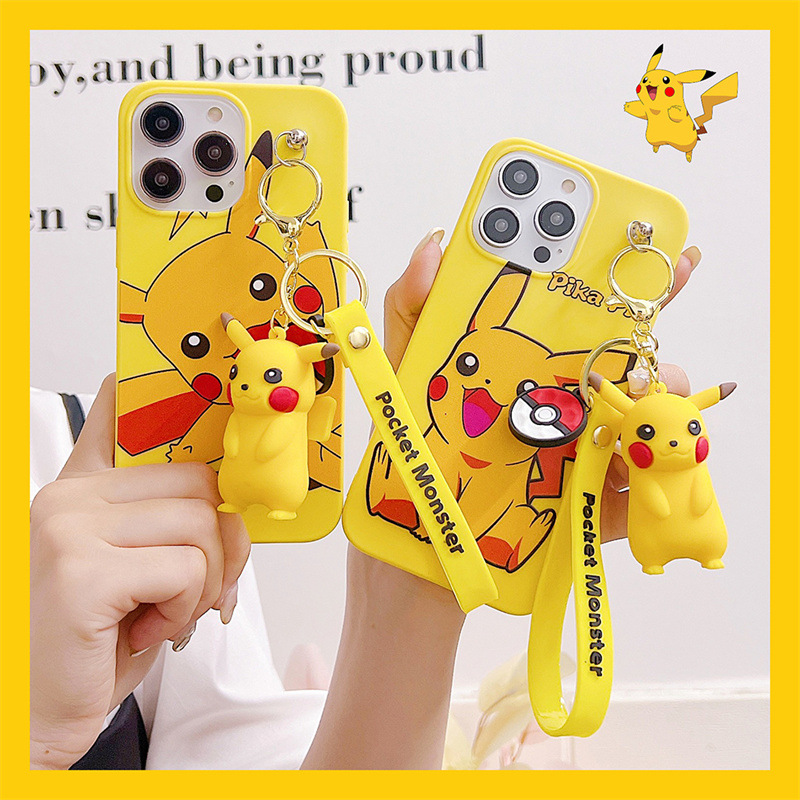 适用vivo V27pro短绳手机套皮卡丘软壳S15pro/Y76/y51支架公仔Y19