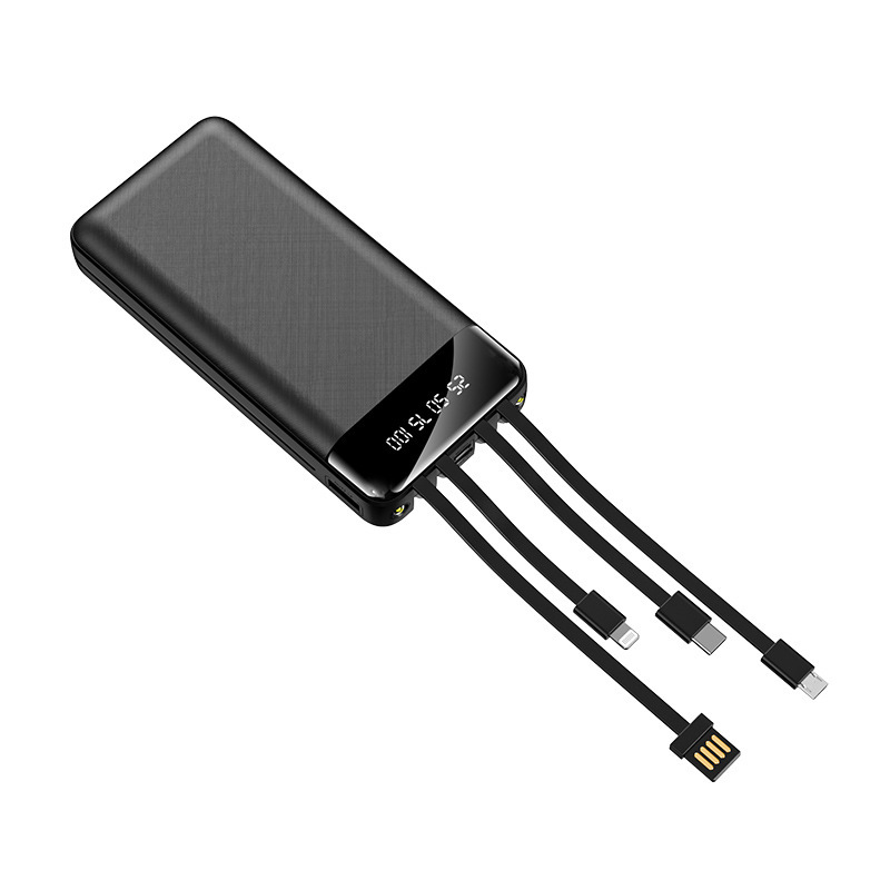 Fuente de alimentación portátil portátil al aire libre de cuatro líneas de gran capacidad con cable de carga, tesoro de carga de pantalla digital inteligente en stock
