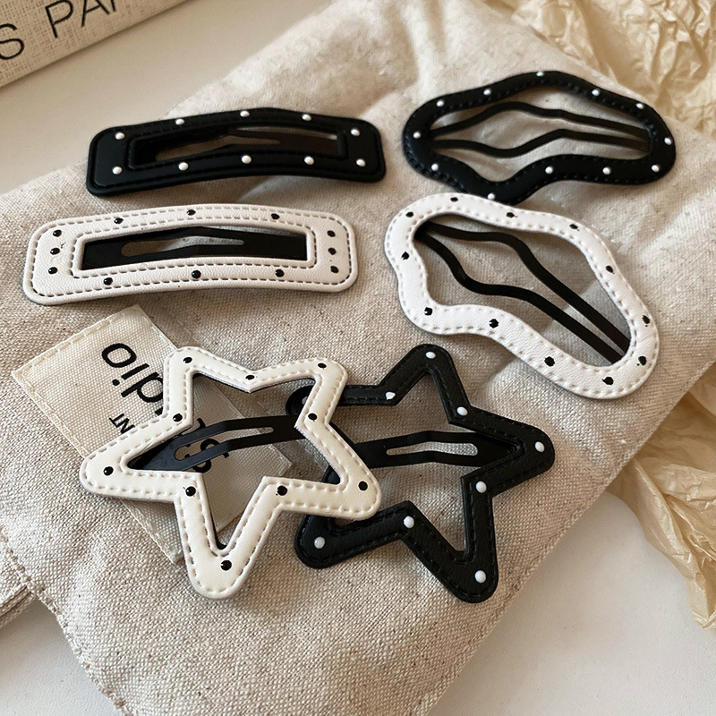 黑白波点星星发夹额前碎发刘海夹可爱通勤BB夹甜酷辣妹潮流发饰女详情2