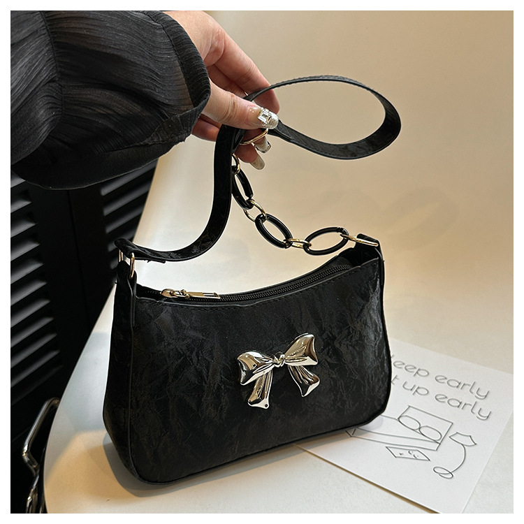 Borsa a spalla elegante con fiocco e catena per donna alla moda_voghion.com