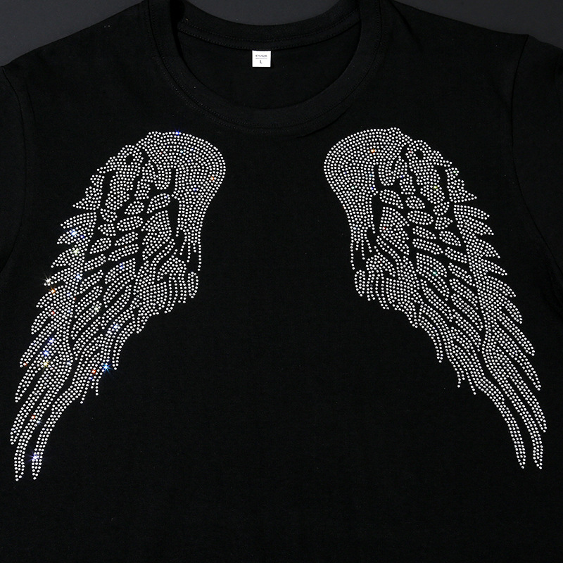 跨境时尚天使之翼图案玻璃钻百搭经典服装鞋帽箱包烫钻烫图批发