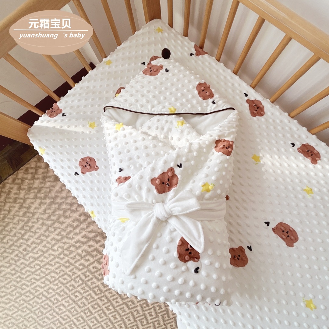 Korean style INS baby quilt pure cotton newborn quilt spring and autumn summer newborn baby swaddling wrap beanie Velvet
