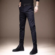 高级感轻奢商务西裤男春秋款修身小脚黑色韩版潮流休闲长裤子男