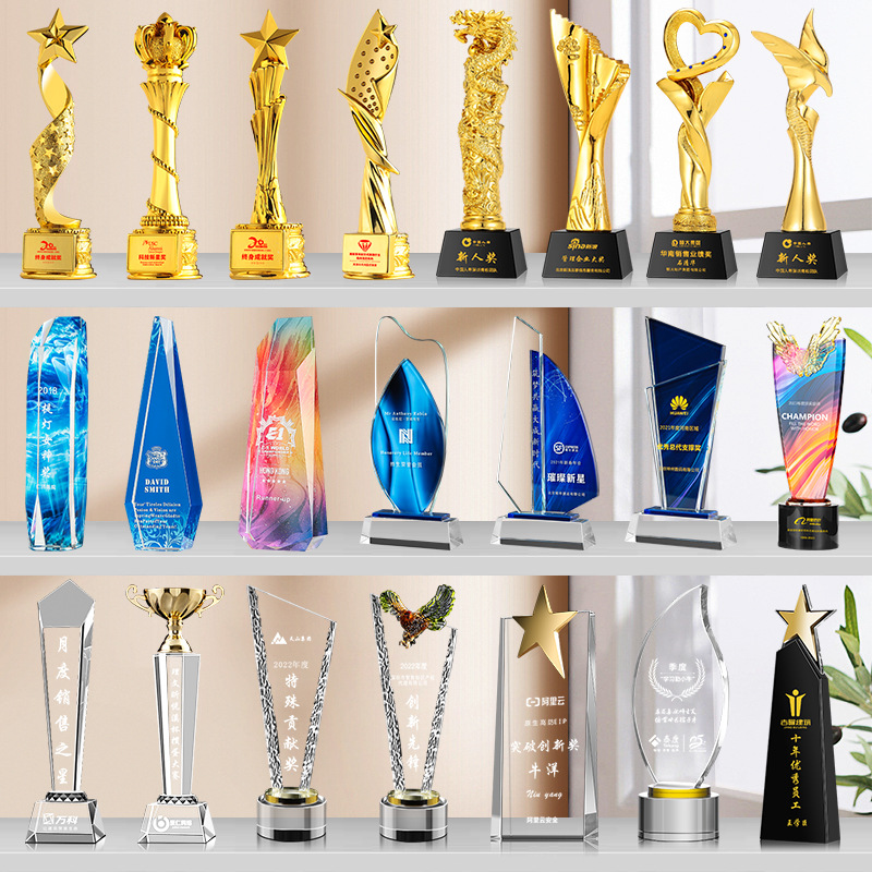 Trofeo de Cristal con Grabado e Impresión a Color, Estrella de Cinco Puntas con Pulgar Hacia Arriba, Medalla Conmemorativa para Empleados de Empresa y Estudiantes, Venta Directa de Fábrica