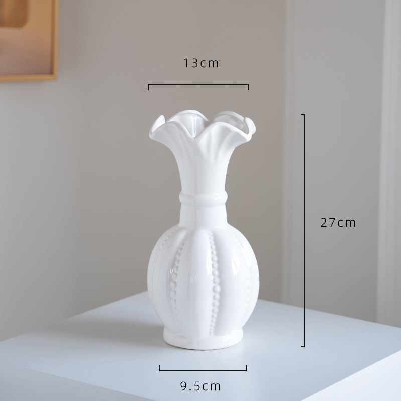 Vaso de cerámica europea blanco de alto nivel retro creativo sala de estar hidroponía flor flor decoración de mesa