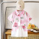 Children's Pink Short-sleeved Shirt suit Summer Casual Floral Shirt for Boys and Girls Summer Vintage Peony Floral Set