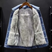冬季加绒加厚牛仔外套男韩版潮流男装百搭宽松大码保暖工装夹克潮