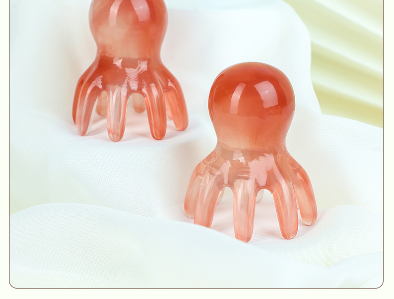 Resin Gua Sha Head Massage Comb Octopus Scalp Meridian Brush Green 60g details