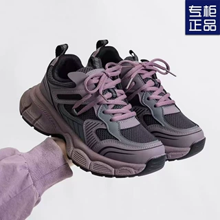 女鞋紫色厚底老爹鞋女2025新款春季超火百搭小个子增高休闲运动鞋