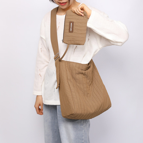 2024 summer new cross-border bag wrinkled armpit bag tote bag Korean style canvas bag large capacity shoulder bag for women