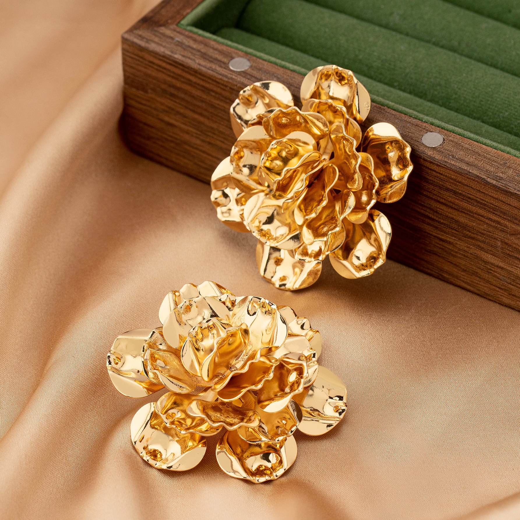 Flower Pattern 1 Pair Classic Style Flower Plating Alloy Ear Studs