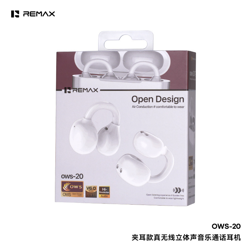 REMAX夹耳式无线6.0蓝牙耳机不入耳亲肤高清晰音乐通话耳机OWS-20|undefined