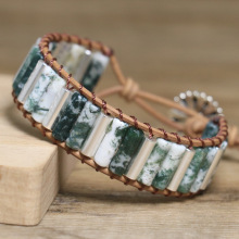 4X13天然石圆管编织可调节手链紫晶印度玛瑙手工缠绕精致手镯手链