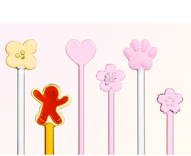 Cute Cartoon Flower Heat-Resistant Glass Stirring Rod 1 Piece display picture 1