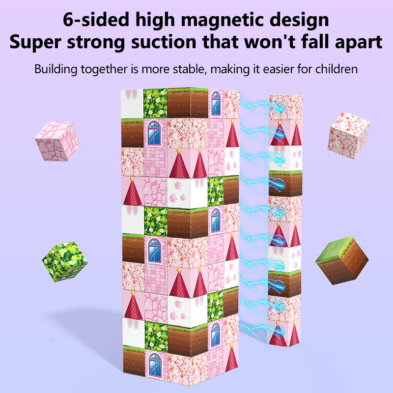 Conjunto de cubos magnéticos “Princess Castle World” – bloques de construcción para niñas, regalo de cumpleaños, fabricante transfronterizo
